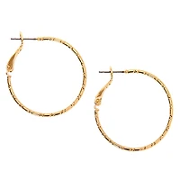 Gold-tone 30mm Textured Hoop Earrings