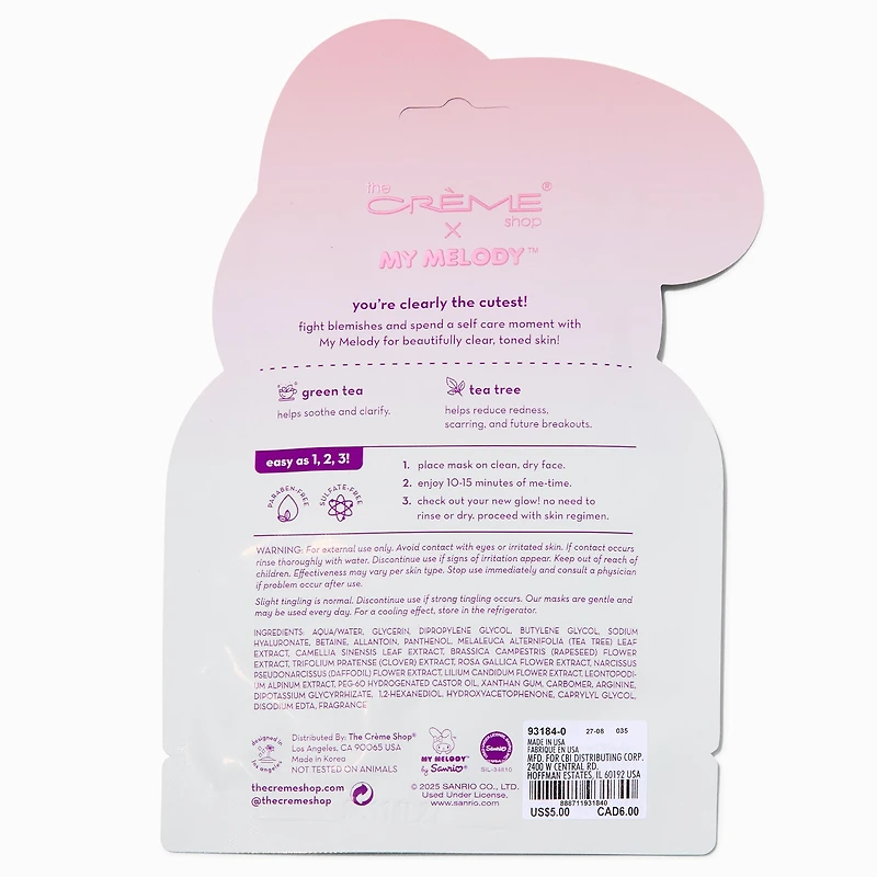 The Crème Shop® x My Melody™ Mellow Melo! Printed Essence Sheet Mask