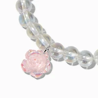 Pink Rose Iridescent Stretch Beaded Bracelet
