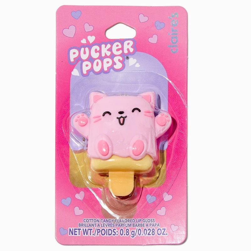 Pucker Pops® Pink Happy Cat Lip Gloss - Cotton Candy