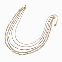 Gold-tone Mixed Multi-Strand Chain Necklace