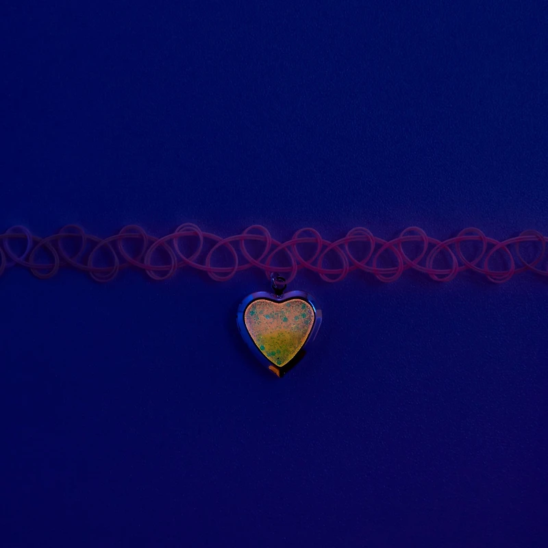 Heart Locket Pendant Glow-in-the-Dark Tattoo Choker Necklace