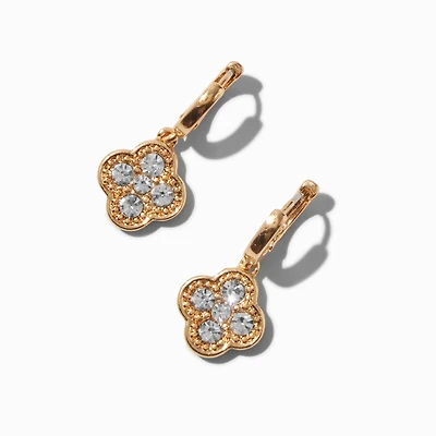 Gold-tone Crystal Clover 12mm Hoop Earrings