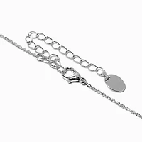 Silver-tone Delicate Crystal Cross Pendant Necklace