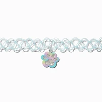 Rainbow Glitter Paw Pendant Tattoo Choker Necklace 
