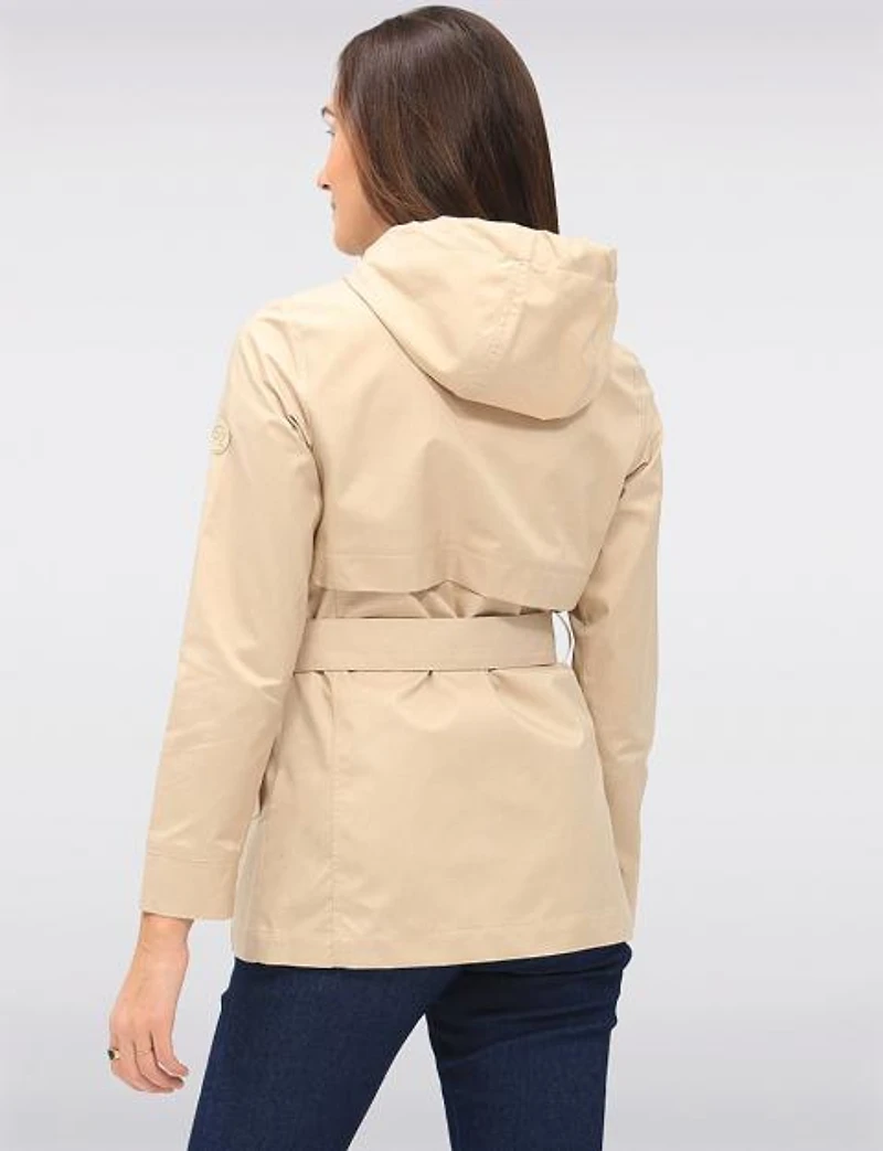 Sleek Slim Fit Vegan Belted Parka Jacket with Hood by Point Zero