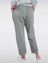Chic Linen Blend Solid Belted Pants With Front Pockets By Froccella