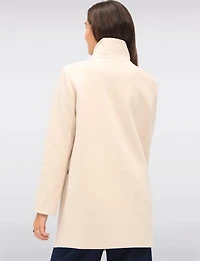 Zoe Single-Breasted Wool Blend Straight Cut Coat with High Collar by Saki