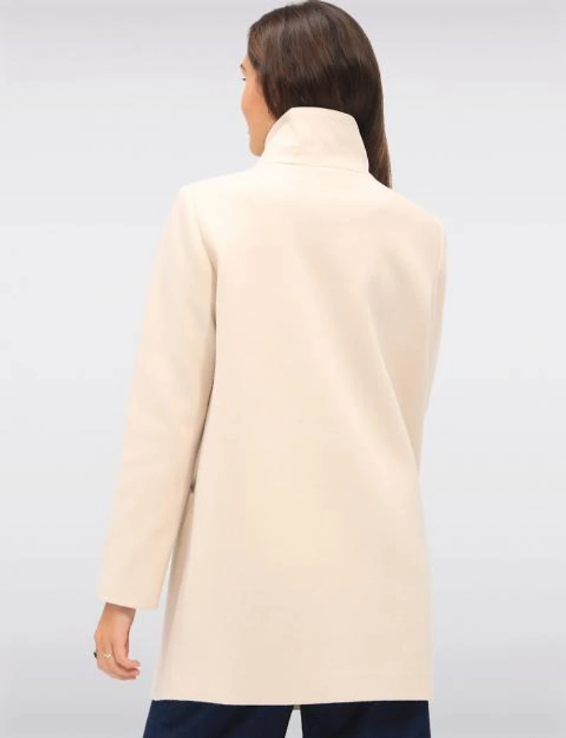 Zoe Single-Breasted Wool Blend Straight Cut Coat with High Collar by Saki