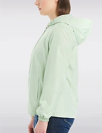 Lightweight Active Sporty  Windbreaker Jacket With Floral-Lined Hood by Details