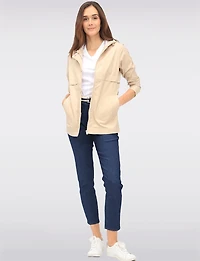 Sleek Slim Fit Vegan Belted Parka Jacket with Hood by Point Zero