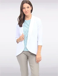 Sleek Stretchy Rounded Hem Blazer With 3/4 Sleeves and Rolled Cuff By Vamp
