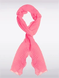 Textured Pleated Chiffon Scarf with Elegant Scalloped Edges
