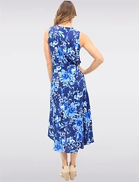 Chic Sleeveless V-Neck Floral High-Low Wrap Dress by GWV