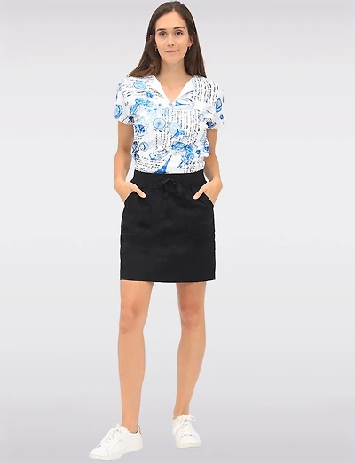 Skort with Comfort Knit Drawstring Waistband and Four Pockets by Dash Clothing