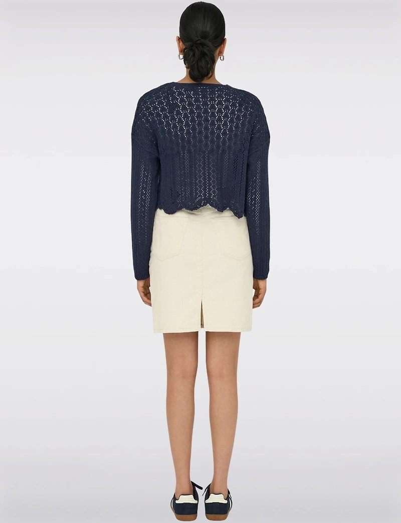 Elegant Cropped Cotton Knit Cardigan With Modern Open-Front Design by Only