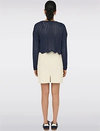 Elegant Cropped Cotton Knit Cardigan With Modern Open-Front Design by Only