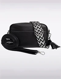 Kate Vegan Leather Changeable Strap Crossbody Purse with Zip & Snap Pockets