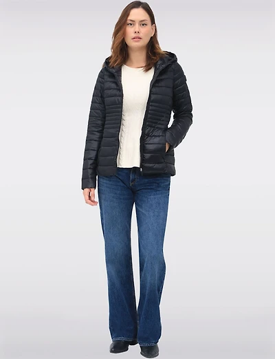 Vegan Ultra-Lightweight Puffer Jacket with Attached Hood & Pockets by Point Zero