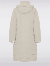 Matte Long Straight Quilted Insulated Jacket with Detachable Hood by Frandsen