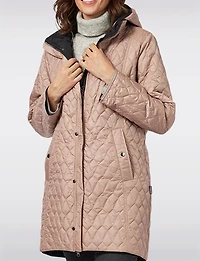 Reversible Smooth & Quilt Hood Rain Resistant Drawstring Waist Coat by Frandsen