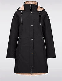 Reversible Smooth & Quilt Hood Rain Resistant Drawstring Waist Coat by Frandsen