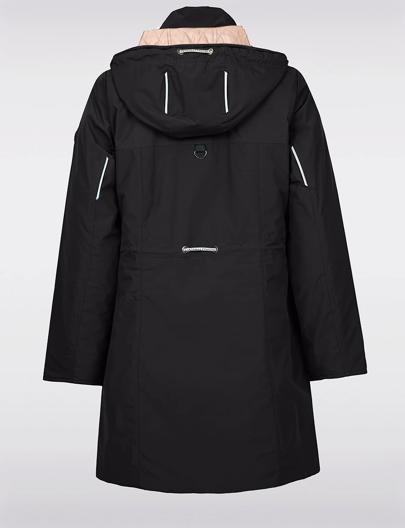 Reversible Smooth & Quilt Hood Rain Resistant Drawstring Waist Coat by Frandsen