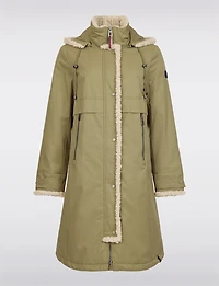 Chic Straight Cut Water Resistant Sherpa Trim Detachable Hood Coat by Frandsen