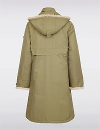 Chic Straight Cut Water Resistant Sherpa Trim Detachable Hood Coat by Frandsen