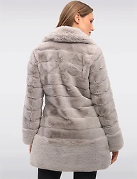 Glamorous Notch Collar Faux Fur Quilted Coat with Pockets by Jones New York