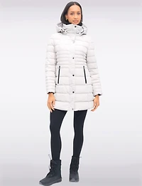 Vegan Polyloft® High-Collar Long Puffer Coat with Detachable Hood by Snoboll
