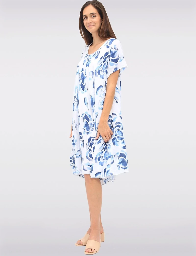 Flowy A-Line Floral Print Short Sleeves Dress by Froccella