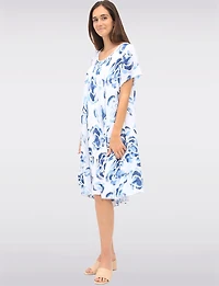 Flowy A-Line Floral Print Short Sleeves Dress by Froccella