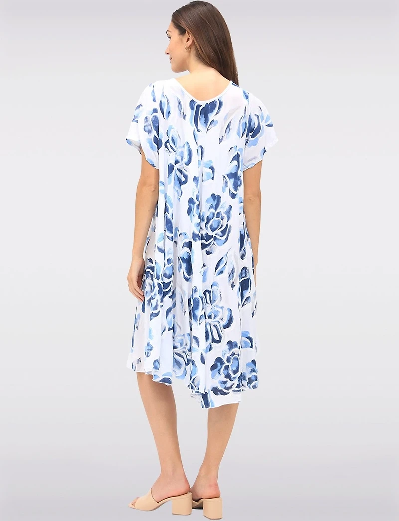 Flowy A-Line Floral Print Short Sleeves Dress by Froccella