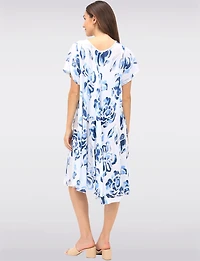 Flowy A-Line Floral Print Short Sleeves Dress by Froccella