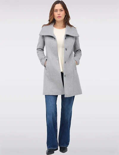Classic Wool-Blend  Straight Cut Trench Coat & Hidden Button-Front by Cole Haan
