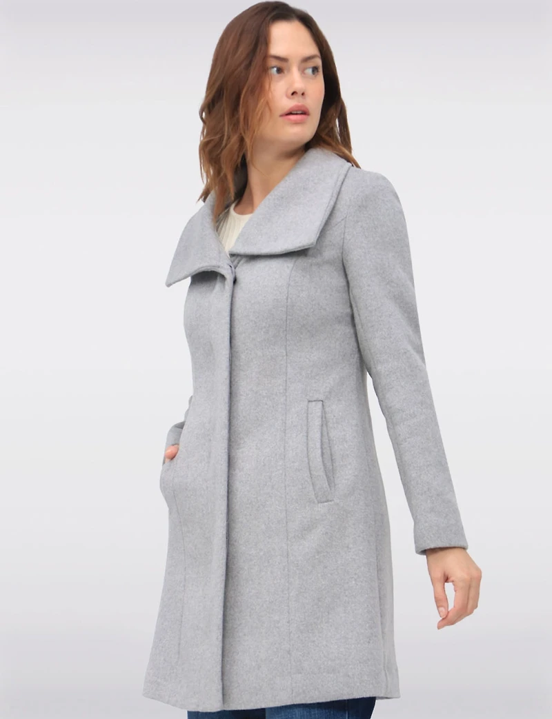 Classic Wool-Blend  Straight Cut Trench Coat & Hidden Button-Front by Cole Haan