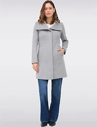 Classic Wool-Blend  Straight Cut Trench Coat & Hidden Button-Front by Cole Haan