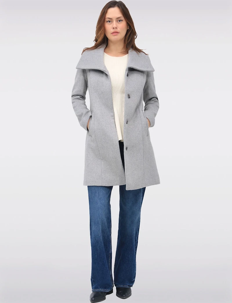 Classic Wool-Blend  Straight Cut Trench Coat & Hidden Button-Front by Cole Haan