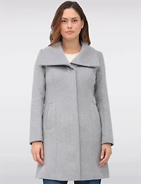 Classic Wool-Blend  Straight Cut Trench Coat & Hidden Button-Front by Cole Haan