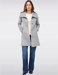 Classic Wool-Blend  Straight Cut Trench Coat & Hidden Button-Front by Cole Haan