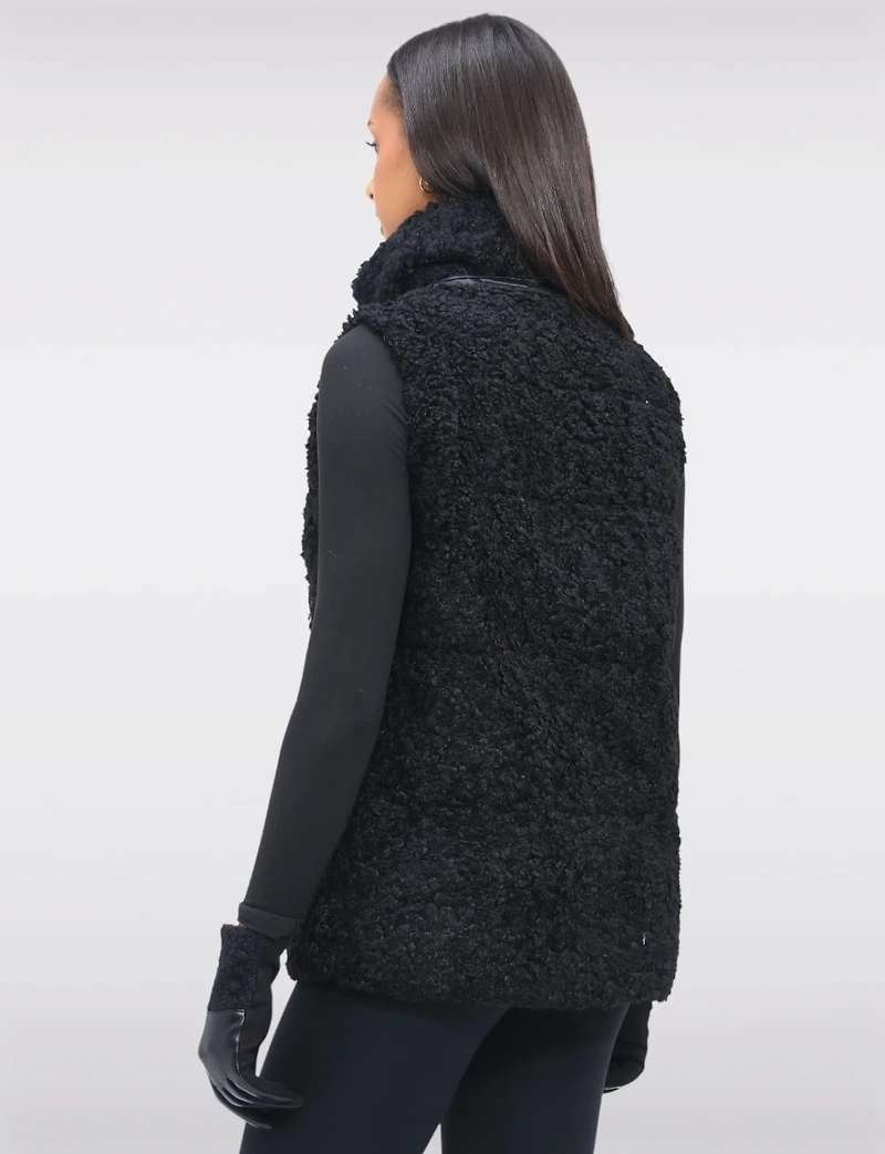 Ella Versatile 2-in-1 Hooded Puffer Sherpa Jacket & Vest Zip-Off Sleeves by Saki