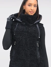 Ella Versatile 2-in-1 Hooded Puffer Sherpa Jacket & Vest Zip-Off Sleeves by Saki