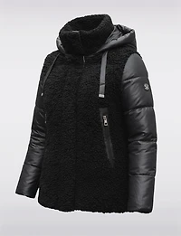 Ella Versatile 2-in-1 Hooded Puffer Sherpa Jacket & Vest Zip-Off Sleeves by Saki