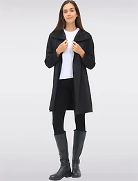 Draped Front Long Cardigan with Floral Jacquard & Waterfall Collar by Perle