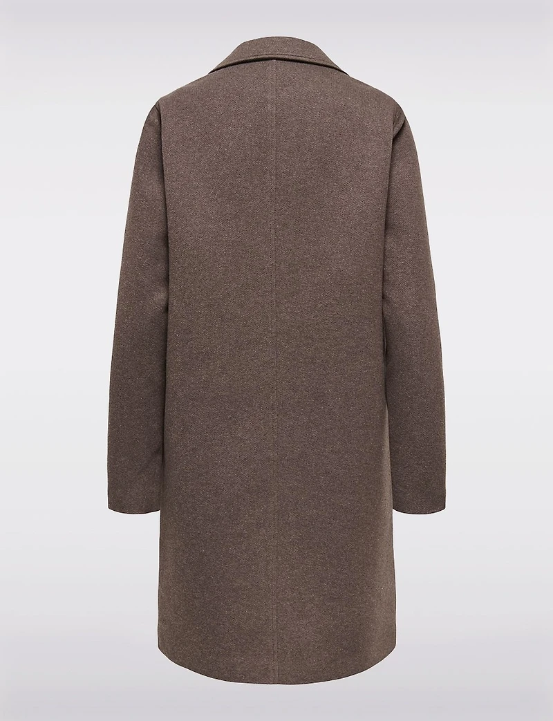 Single-Breasted Notch Collar Cotton Blend Knit Coat with Welt Pockets by Only