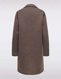 Single-Breasted Notch Collar Cotton Blend Knit Coat with Welt Pockets by Only