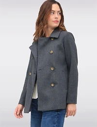 Double-Breasted Twill Short Classic Peacoat by Only