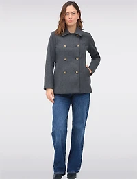 Double-Breasted Twill Short Classic Peacoat by Only