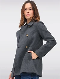 Double-Breasted Twill Short Classic Peacoat by Only